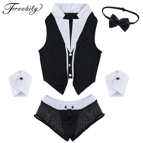 hot mens maid role play costume erotic sexy halloween outfits tops boxer briefs underwear with