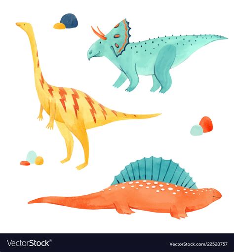 Watercolor Dinosaur Royalty Free Vector Image Vectorstock