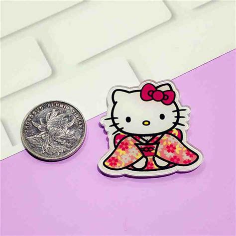 1pcs cartoon hello kitty cat icon acrylic brooch badges decoration pin buttons backpack clothes