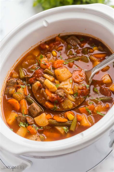 Crockpot Vegetable Beef Soup Recipe The Recipe Rebel