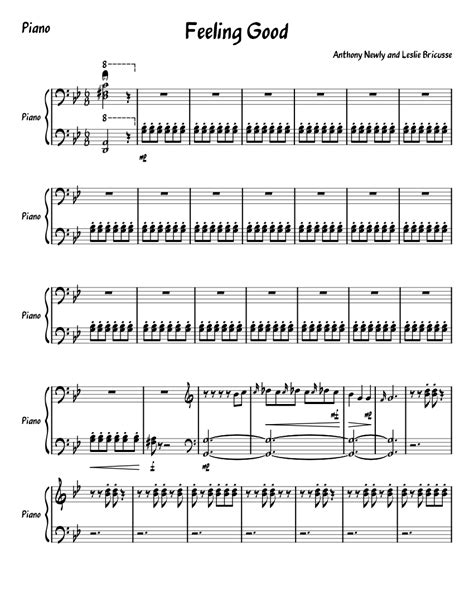 feeling good muse sheet music for piano solo