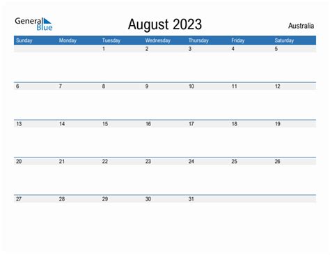 Editable August 2023 Calendar With Australia Holidays