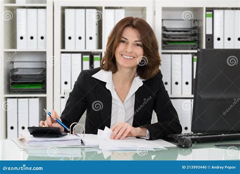 Young Accountant Woman Working In Office Stock Photo Image Of