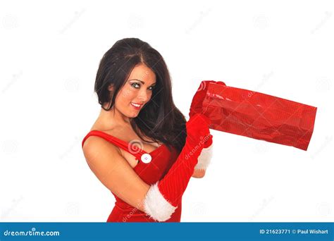 Santa Sexy Con Il Regalo Immagine Stock Immagine Di Femmina 21623771