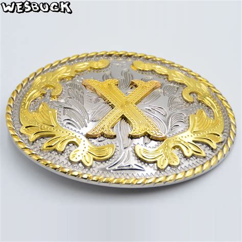 Wesbuck Brand New Style Western Men Golden Initial Letter X Belt Buckle