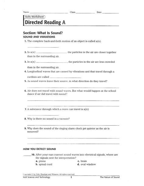 What Is Sound Worksheet Craig Fisher Library Formative