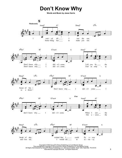 Dont Know Why Sheet Music Norah Jones Easy Guitar