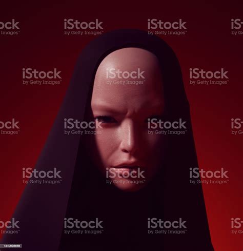 Futuristic Woman Female Alien Sci Fi Cg Character In A Hood Hijab Stock