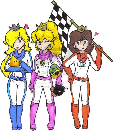 Mario Kart Girls Fan Art Rosalina Peach And Daisy Mario Kart
