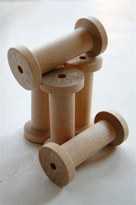 Large Wooden Spools Set Of 6 Natural Wood Thread Spools Etsy