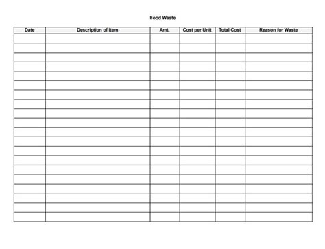 A Printable Sign Up Sheet For Food Waste