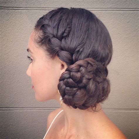 Braided Bun On Long Hair Curl On A Mission