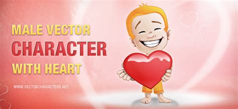 Male Vector Character With A Heart Vector Characters