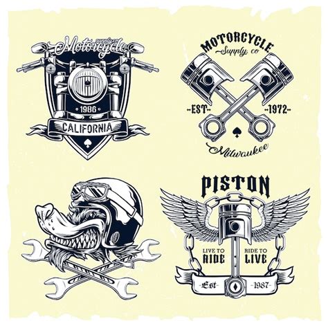 Premium Vector Vector Set Of Classic Motorcycle Emblems