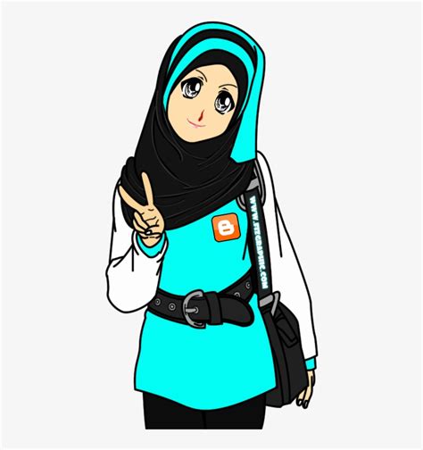 Gambar Kartun Muslimah Peace 600x900 Png Download Pngkit