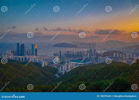 South Korea Landscapes During Sunset At Busan City With Gwangalli Beach