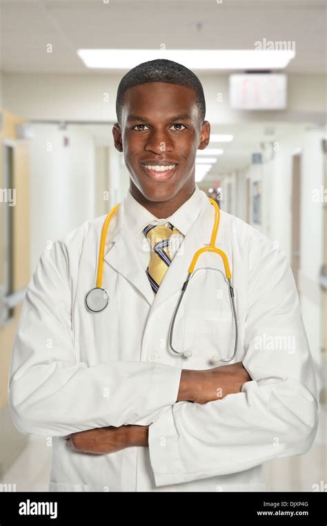 Portrait Of African American Doctor In Hospital Setting Stock Photo Alamy