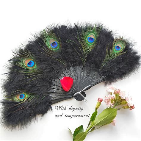2012 White And Black Peacock Feather Hand Fans Bride Etsy
