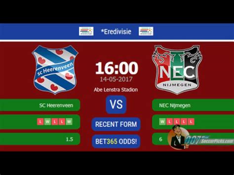 We've selected the finest bookmakers for you for this upcoming match! Heerenveen vs Nijmegen PREDICTION (by 007Soccerpicks.com ...