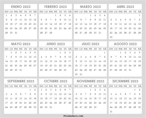 Imprimir Calendario 2023 Español Calendario En Blanco 2023