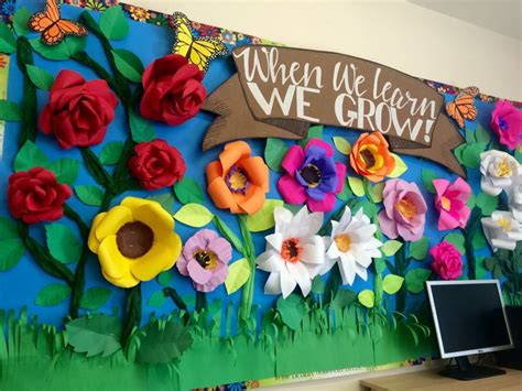 Spring Bulletin Board With Flower Wall Decor