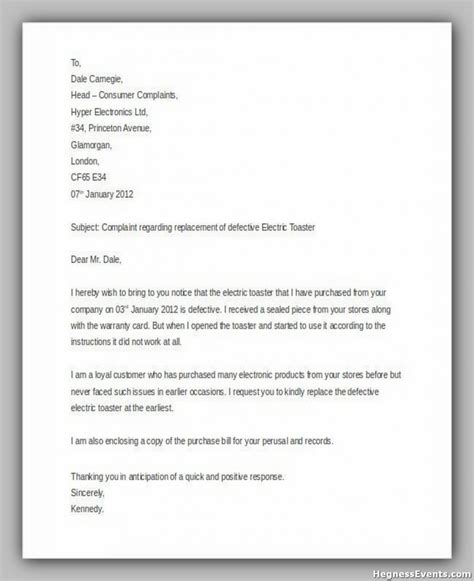 20 Great Consumer Complaint Letter Hennessy Events