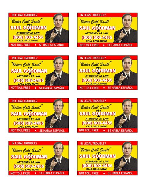 Better Call Saul Style Printable Business Card Etsy