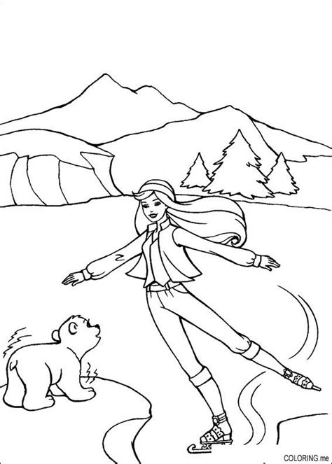 Coloring Page Barbie Ice Skating Coloringme