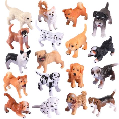 Buy 20 Pieces Dog Figurines Playset Hand Painted Plastic Dog Realistic