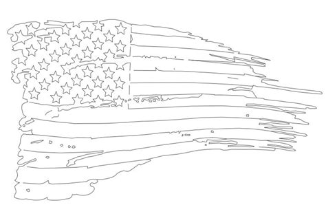 Tattered American Flag Dxf Cnc Plasmas Laser Cuttable Stencil Etsy