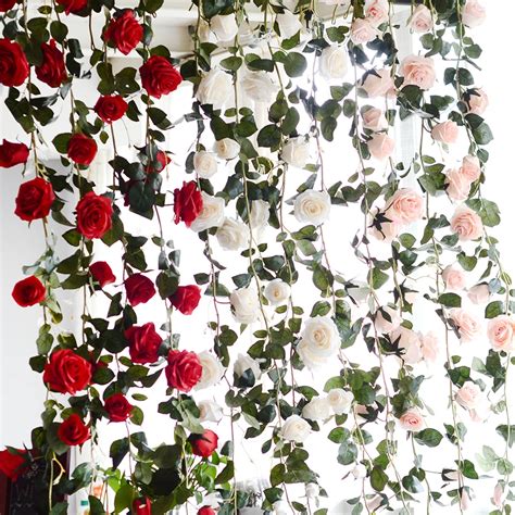 1 8m artificial rose flower fake hanging decorative roses vine plants leaves artificials garland