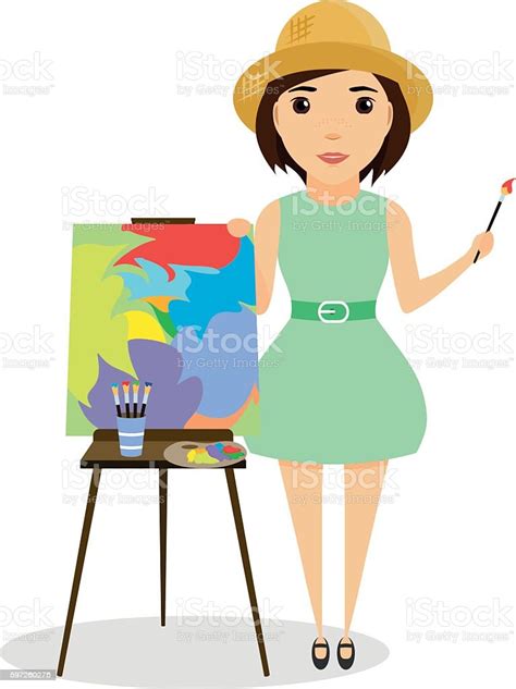 Woman Painter At Work Stock Illustration Download Image Now