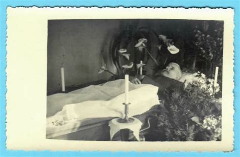 Antique Post Mortem Man In Casket Funeral Photo Postcard 1736 1200