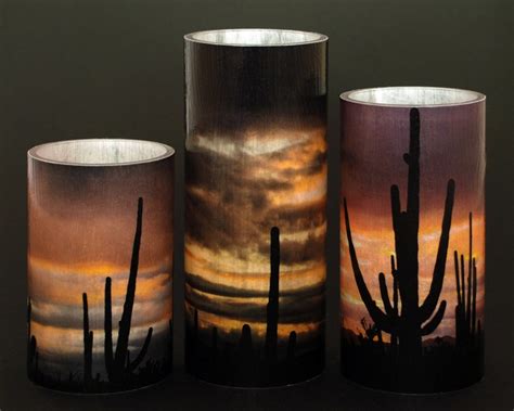 Saguaro Cactus Sunset Electric Candle Covers Sonoran Desert Etsy