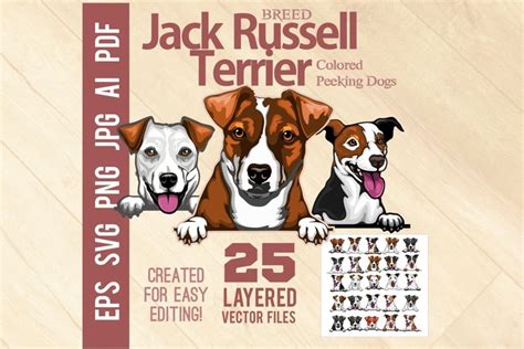 Jack Russell Terrier Svg Set Peeking Jack Russell Svg Pack