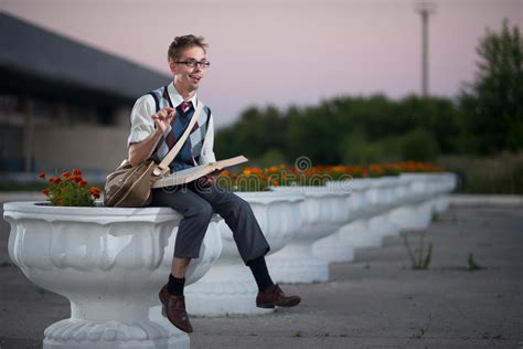 Comic Nerd With Glasses And A Book Stock Image Image Of Male People