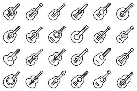 Ukulele Icons Set Outline Vector Graphic By Ylivdesign · Creative Fabrica