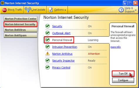 Turning Off Norton Internet Security Firewall Techweb Boston University