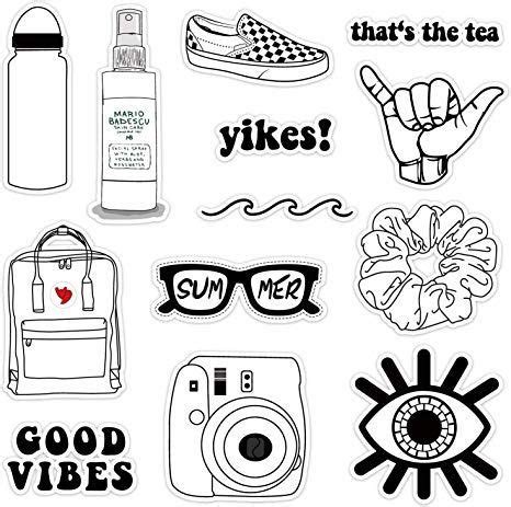 aesthetic printable cute stickers black and white
