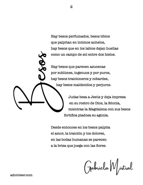 Poemas De Amor Besos De Gabriela Mistral Adoro Leer