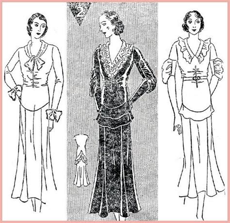 Vintage Sewing Pattern 30s 1930s Day Dress Tie Collar Blouse Etsy