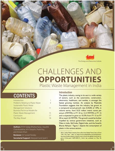 Pdf Teri Analysis On Challenges And Opportunities Plastic Waste