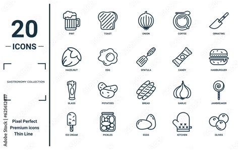 Gastronomy Collection Linear Icon Set Includes Thin Line Pint