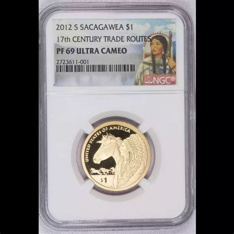 2012 S Ngc Pf 69 Ultra Cameo 17th Century Trade Routes Dollar Sacagawea