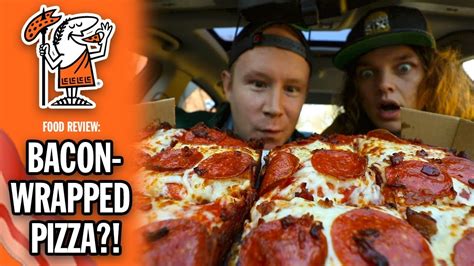 Little Caesars Bacon Wrapped Deep Deep Dish Pizza Food Review Youtube