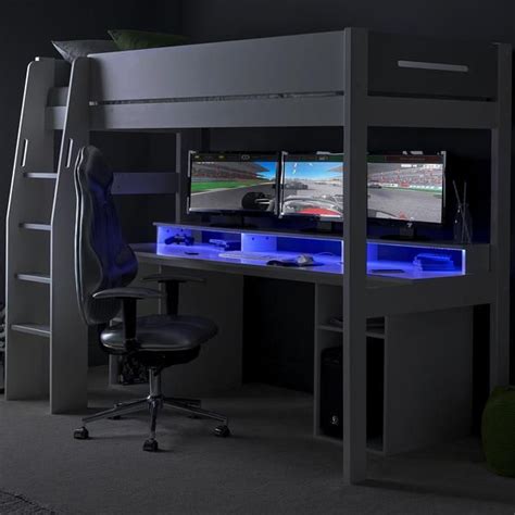 The arozzi arena gaming desk is one of the wider desktops available, giving you plenty of room for your gear. Urban Grey/White Clip on Shelf in 2020 | High sleeper, Gaming desk, Bedroom setup