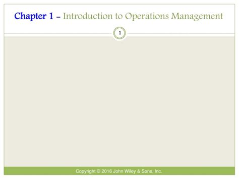Ppt Chapter 1 Introduction To Operations Management Powerpoint