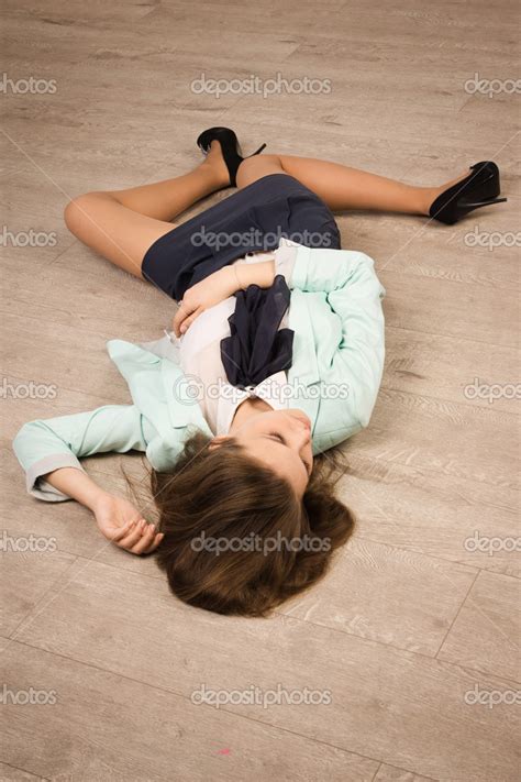 Crime Scene Simulation Victim Lying On The Floor Stock Photo By Demian