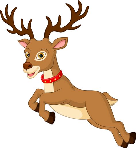 Cartoon Funny Christmas Reindeer Jumping On White Background 5113107 Vector Art At Vecteezy