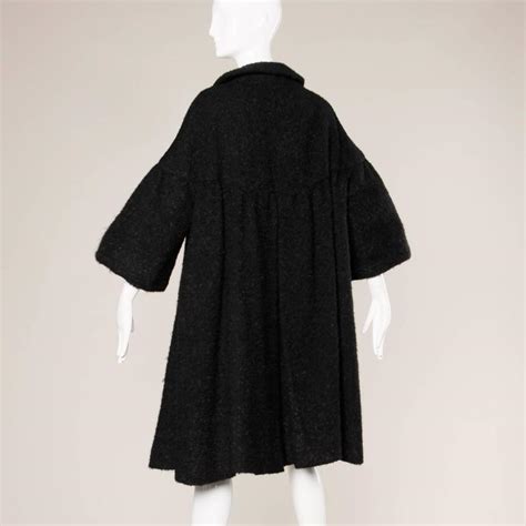 1960s Zelinka Matlick Vintage Boucle Wool Swing Coat With Bell Sleeves